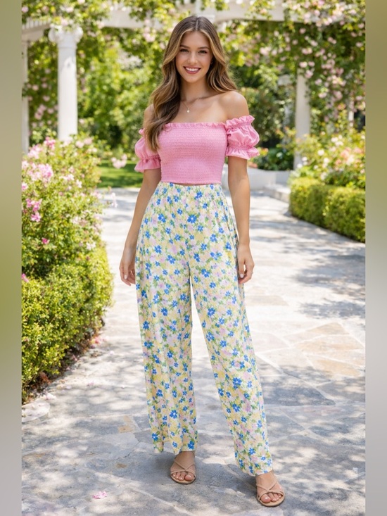 Jaaf Pants - JAAF Green & Blue Floral print pants SM